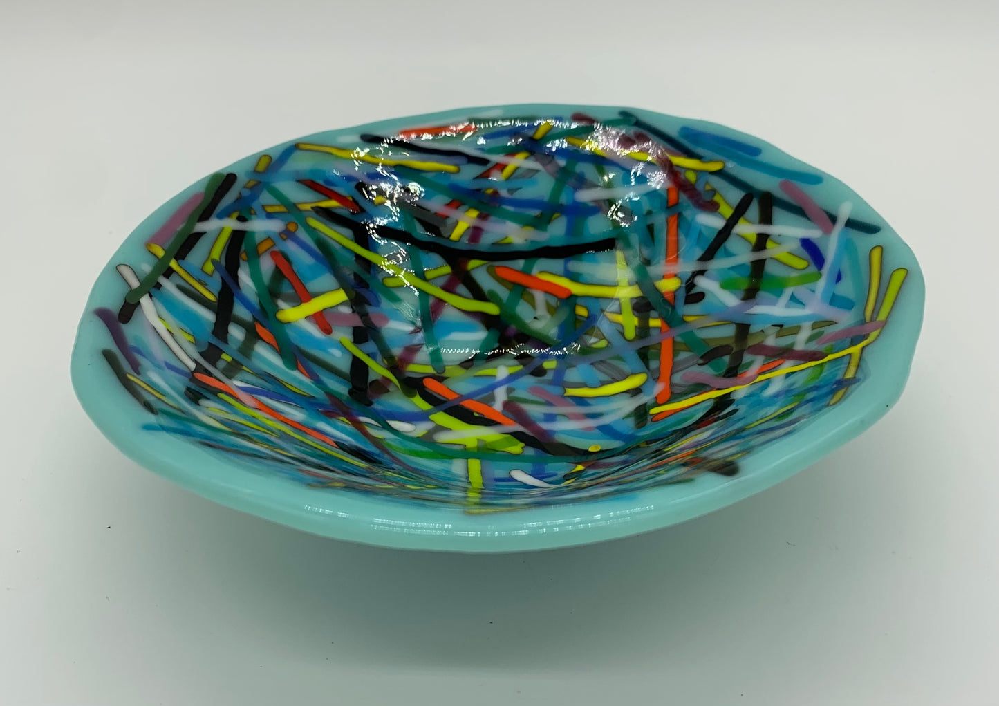 Basket Weave Texture Bowl - Stringers on Aqua