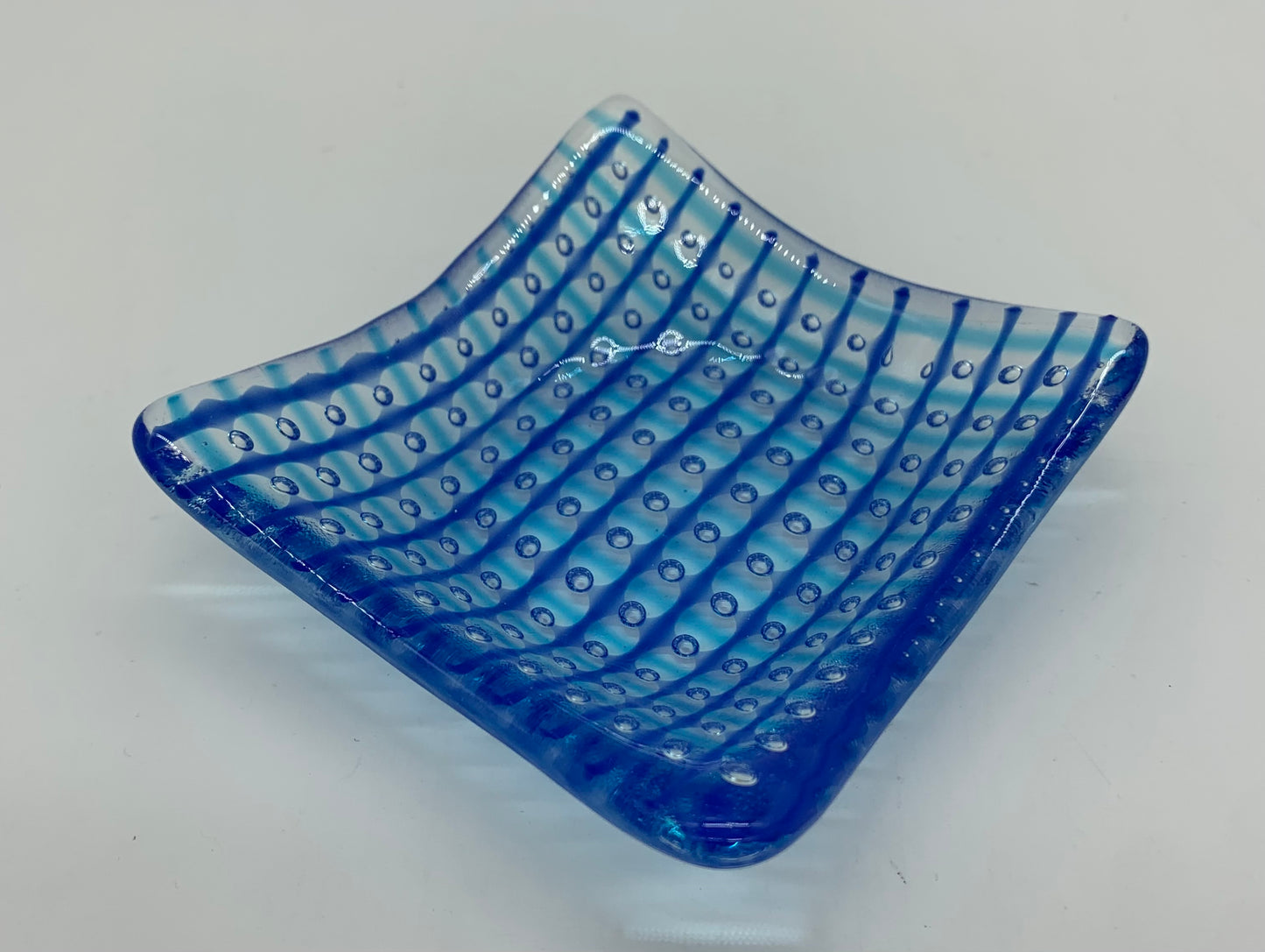 Deep Square Bowl - Blue Bubbles