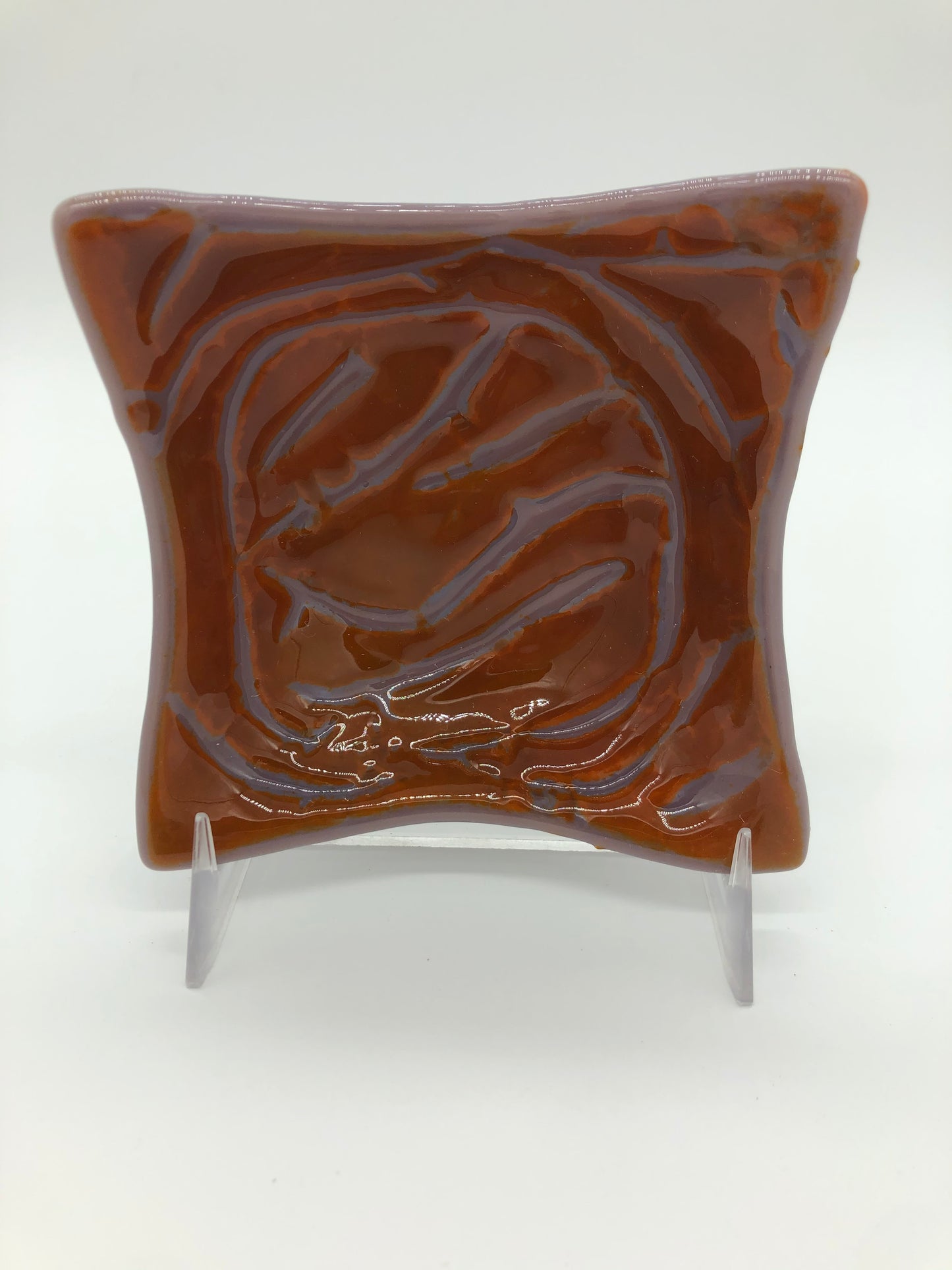 Deep Square Bowl - Orange on Lavender