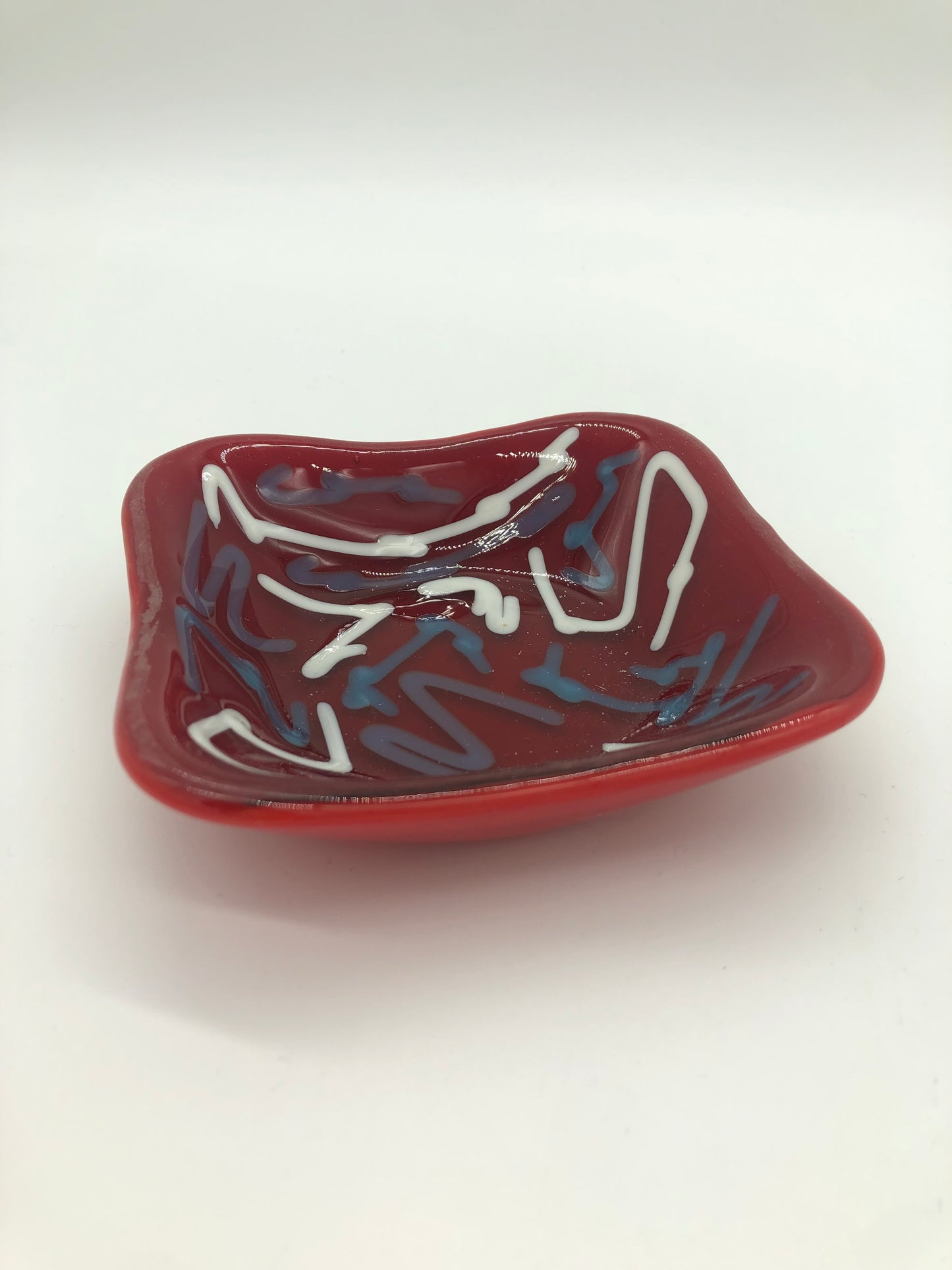 Deep Square Bowl - Stringers on Red