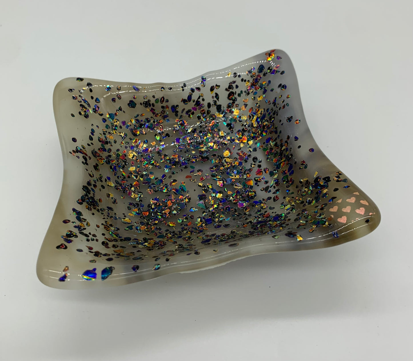 Deep Square Bowl - Dichro on Ivory