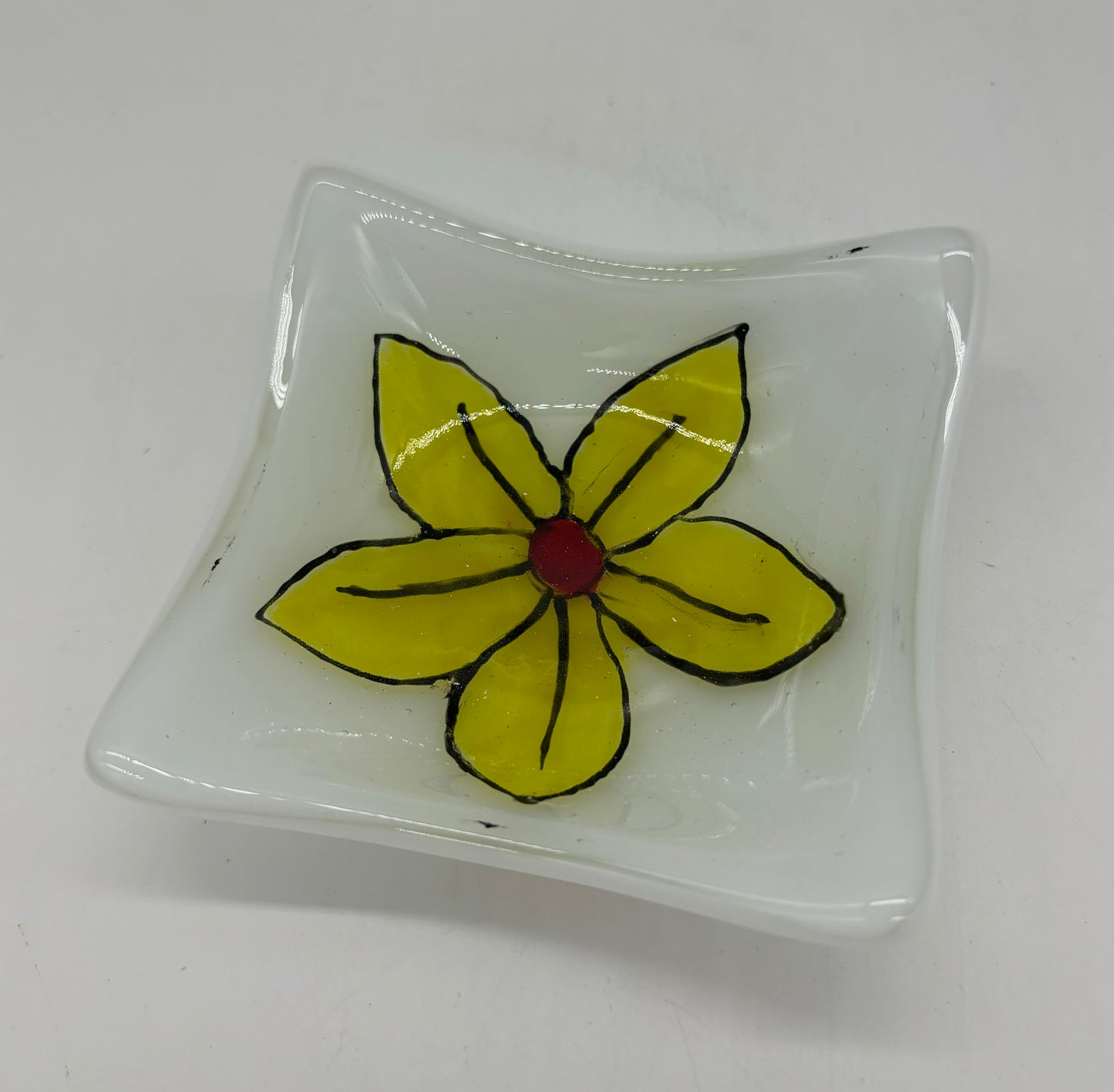 Deep Square Bowl - Yellow Flower