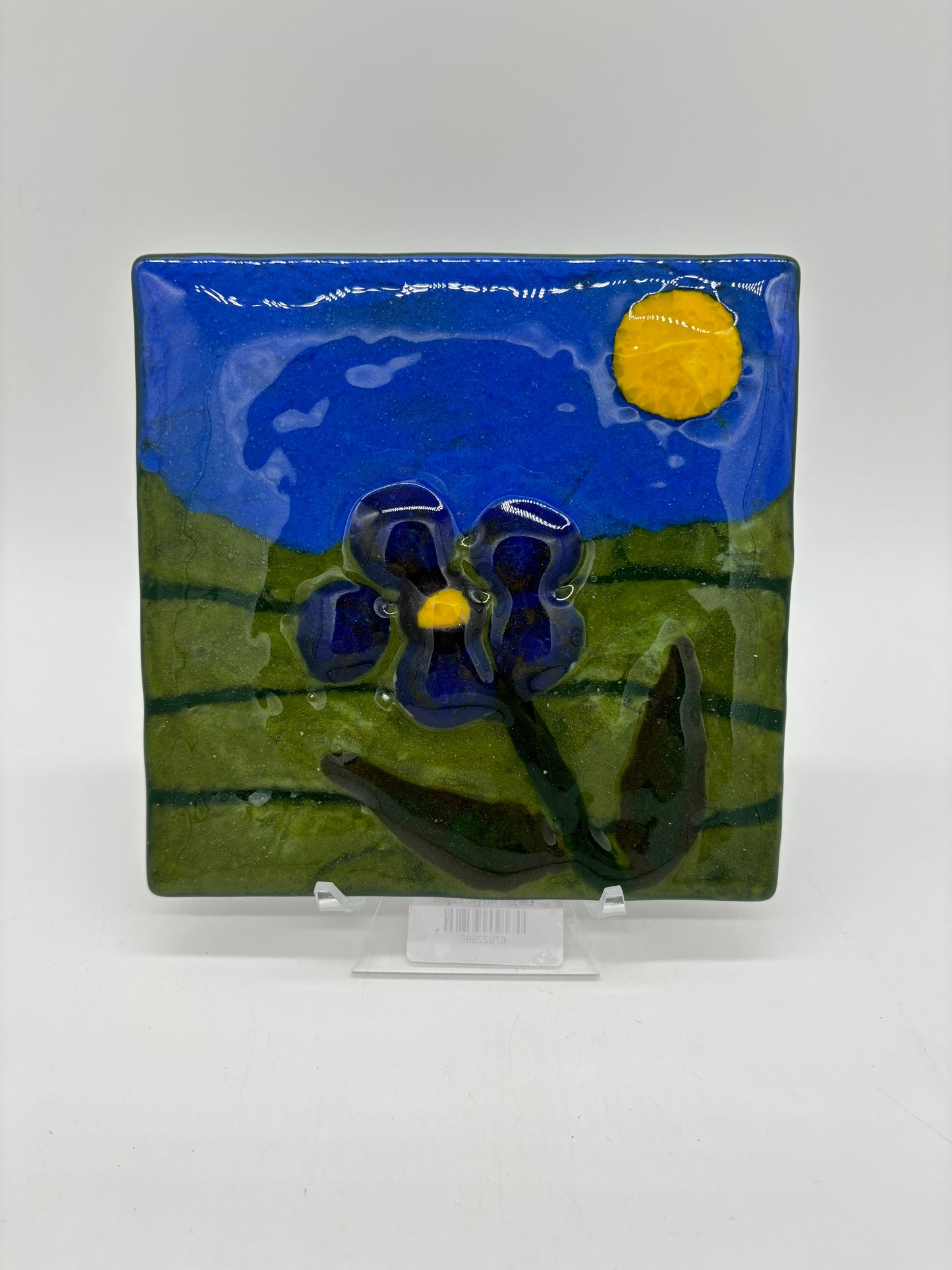 Glass on Stand - Blue Flower
