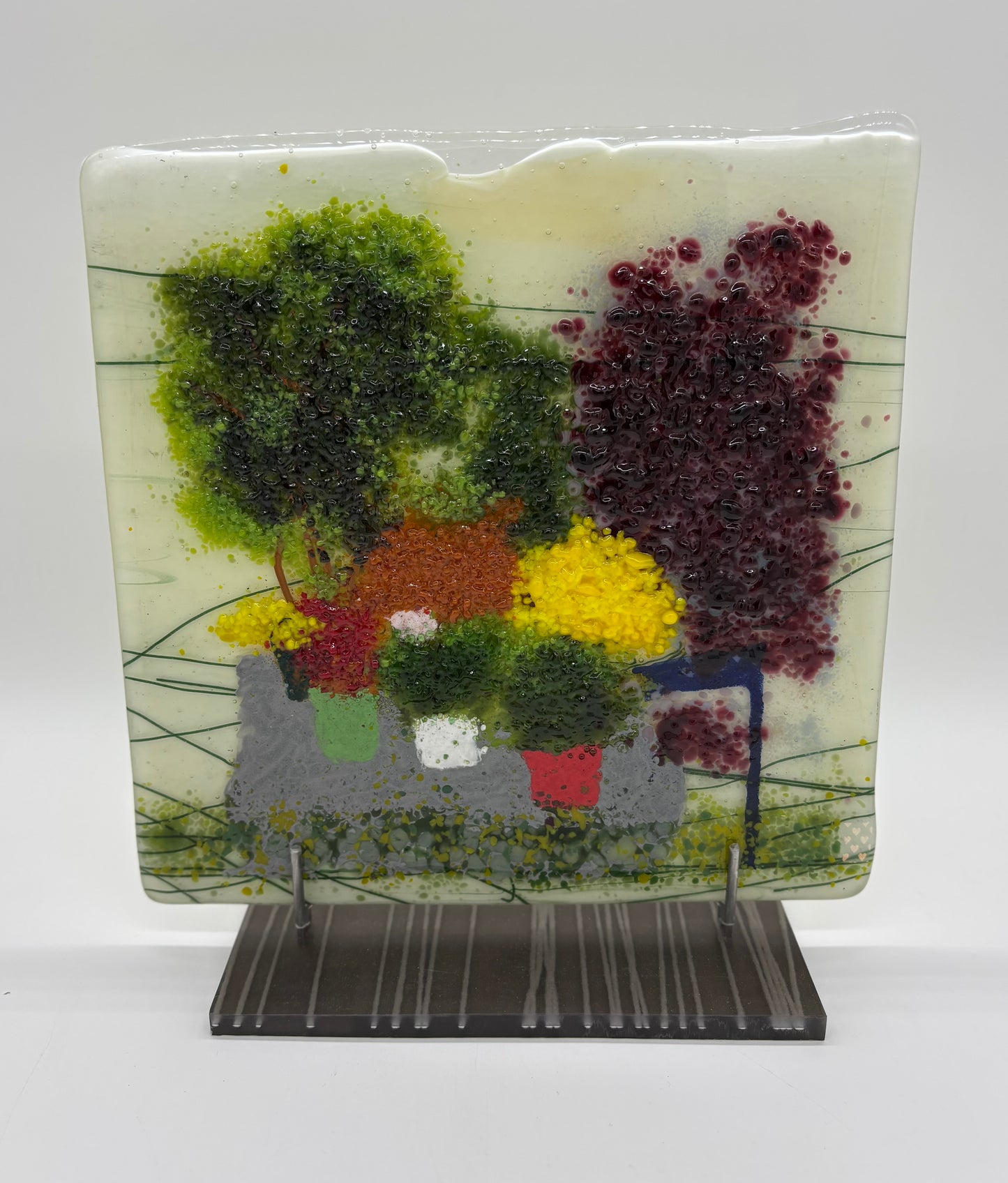 Glass on Stand - Flowers in the Yard