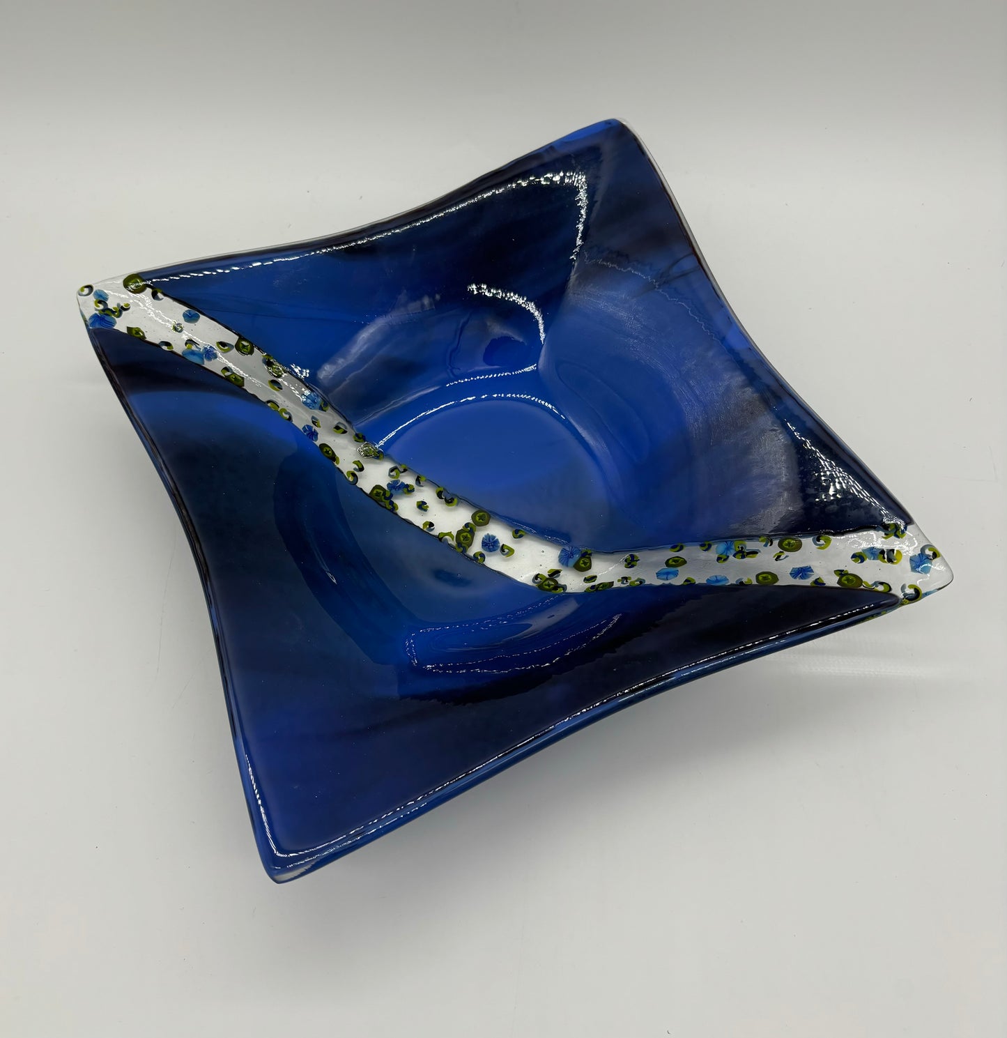 Large Deep Square Bowl - Blue River