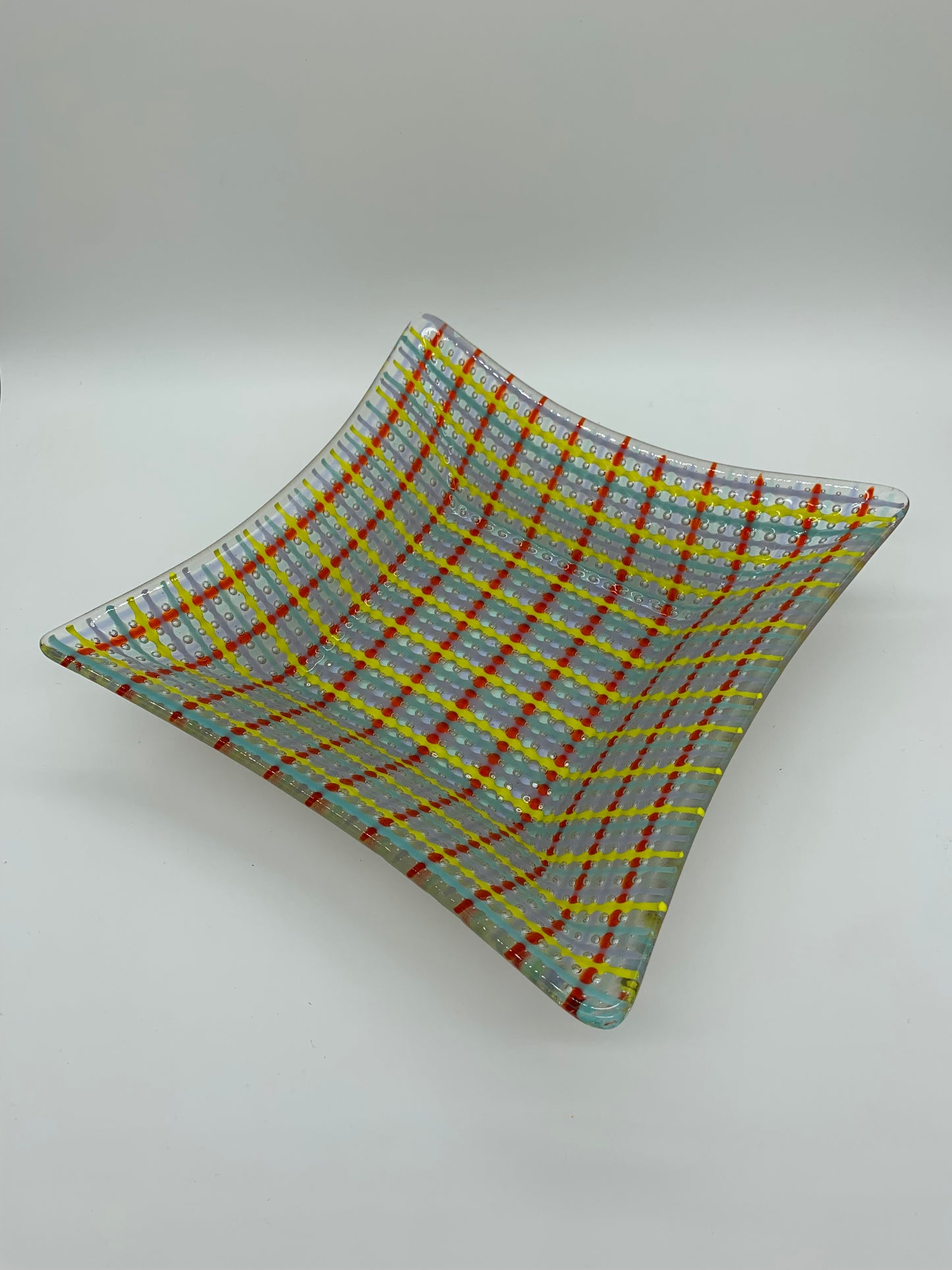 Large Square Server - Multi-colored bubble glass