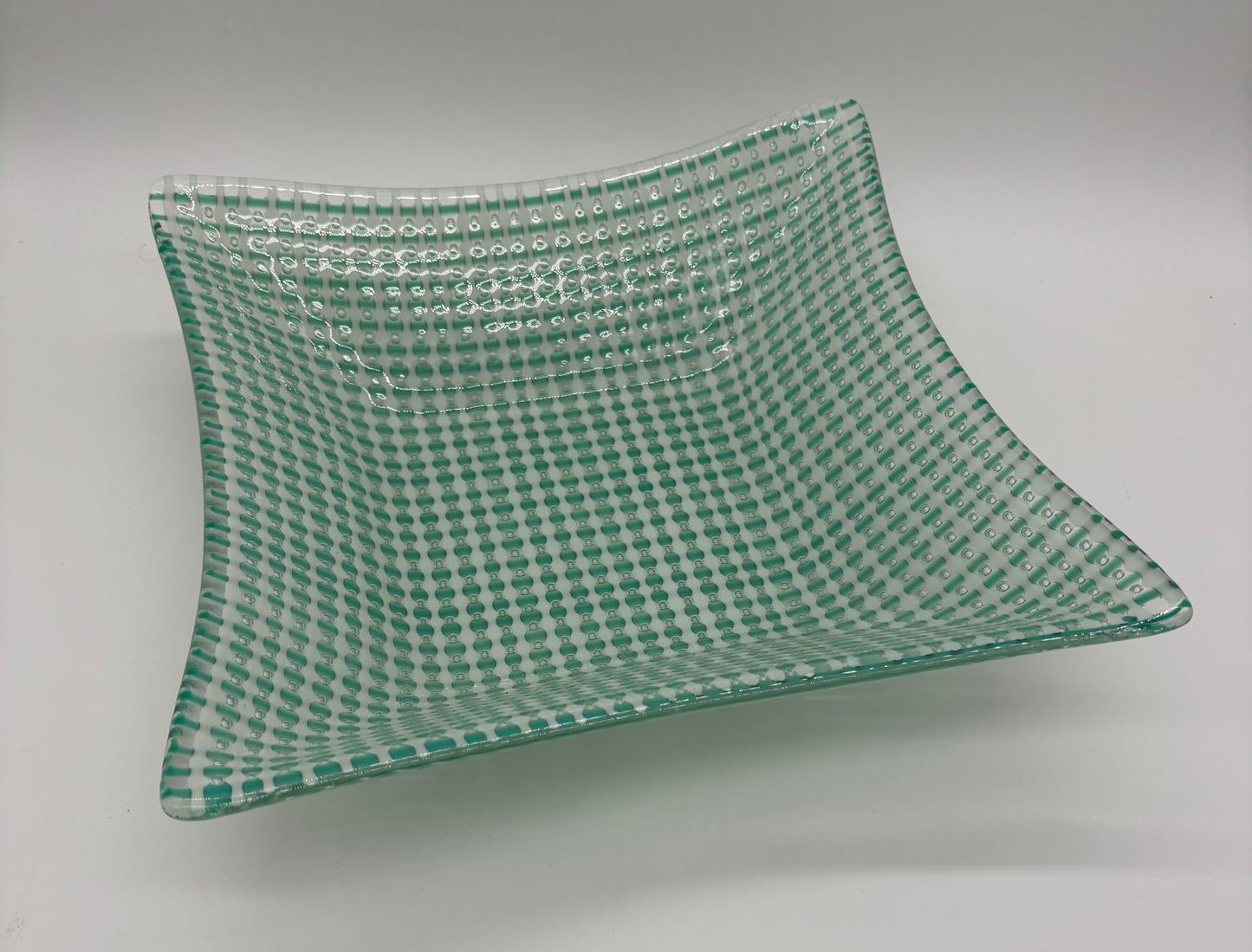 Large Square Server - Teal and Dense White