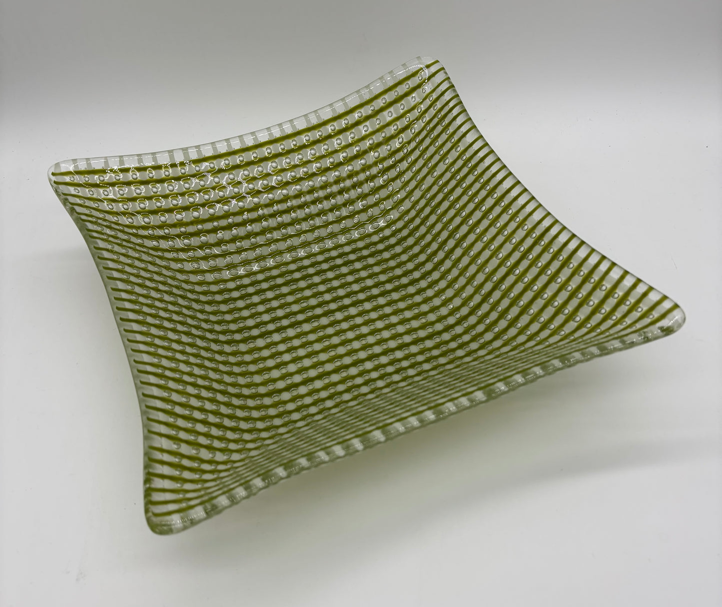 Large Square Server - Moss Green and French Vanilla