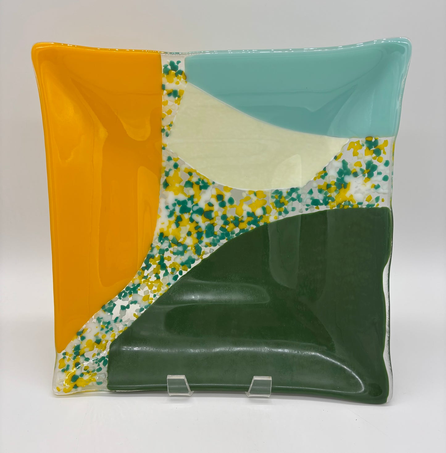 Square Bottom Platter - Green Orange and Vanilla