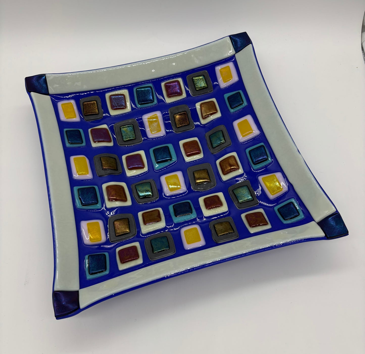Square Bottom Platter - Dichro Squares