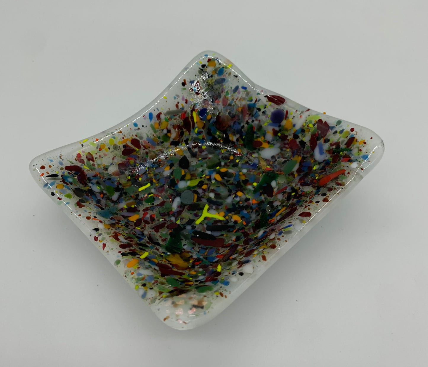 Simple Square Bowl - Rainbow Frit