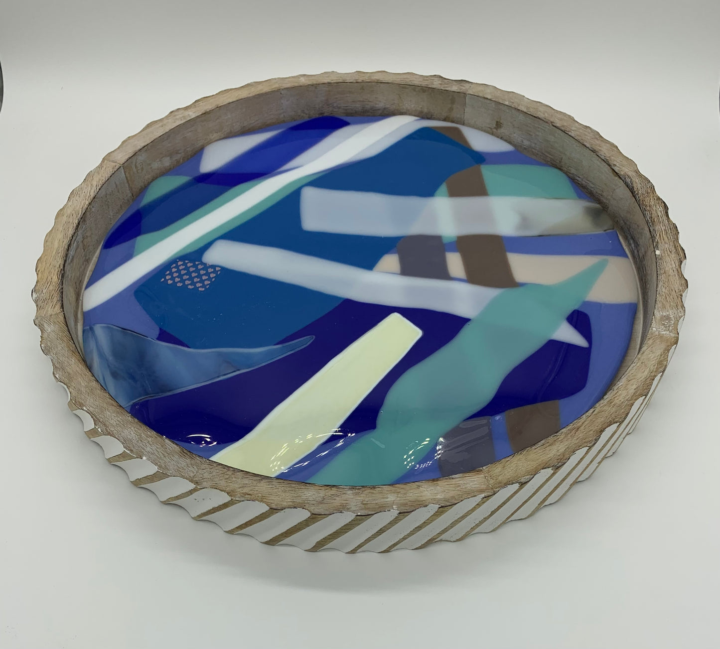 Large Tray - Bars on Blue