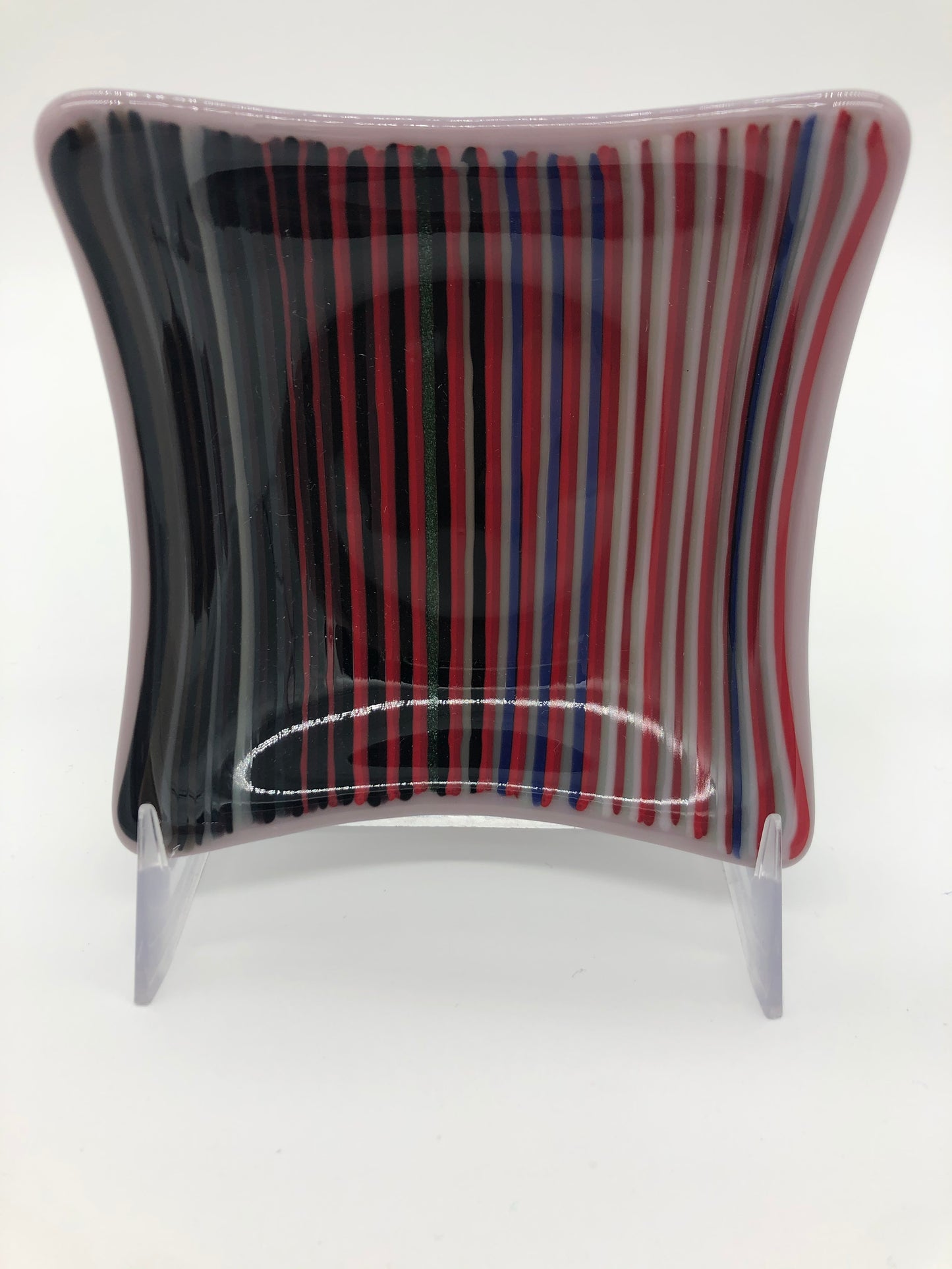 Deep Square Bowl - Red and Blue on Lavender