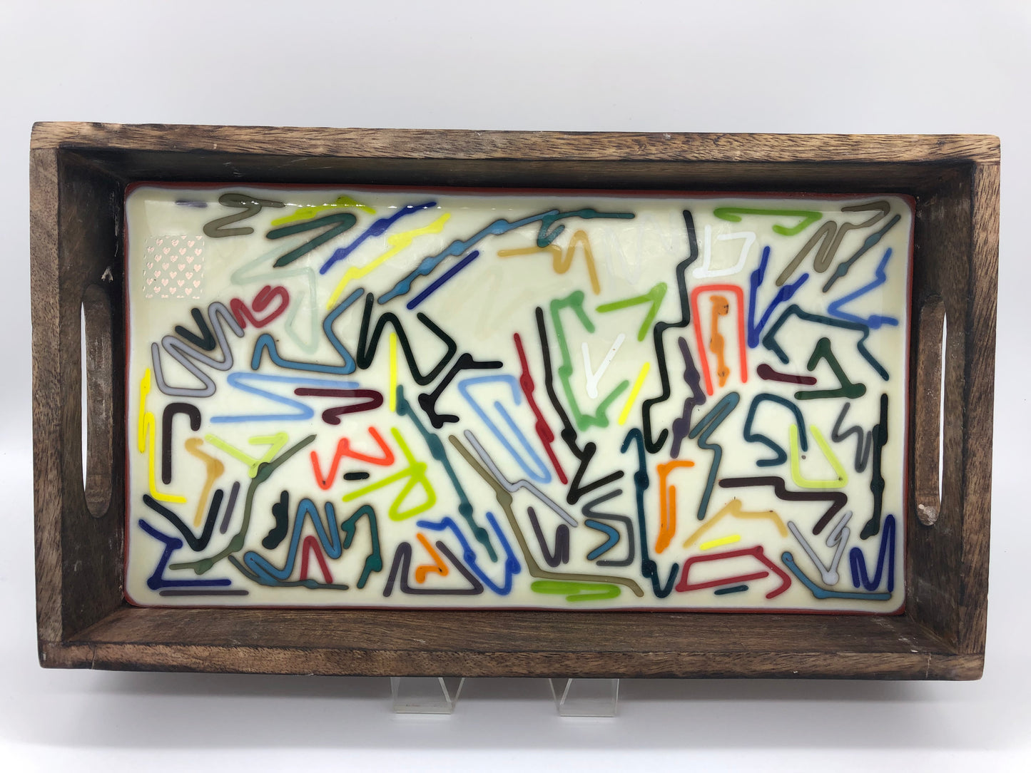 Large Tray - Multi Color on Ivory