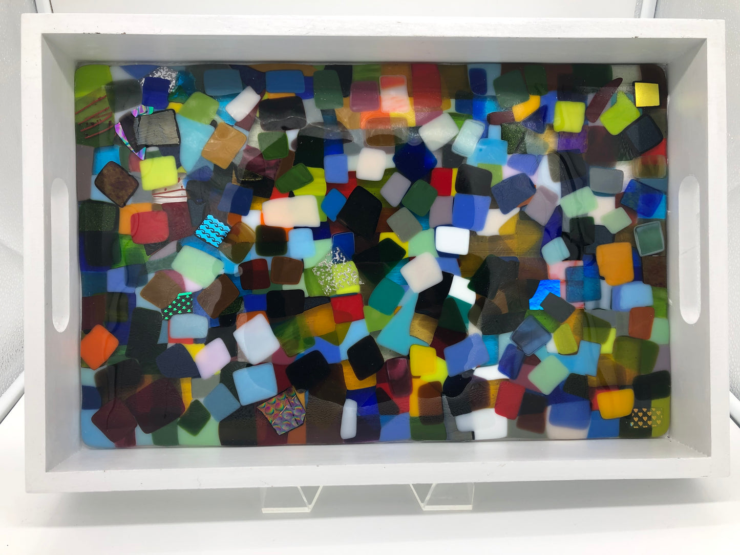 Large Tray - Mosaic on White Wood