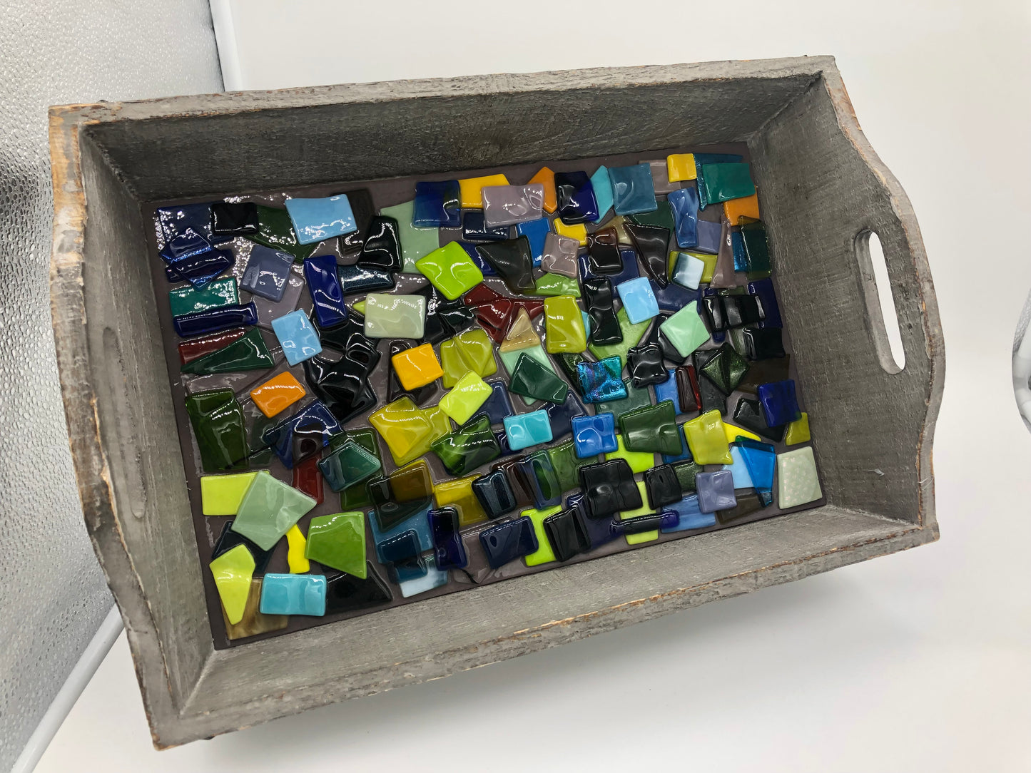 Large Tray - Raised Mosaic on Natural Wood