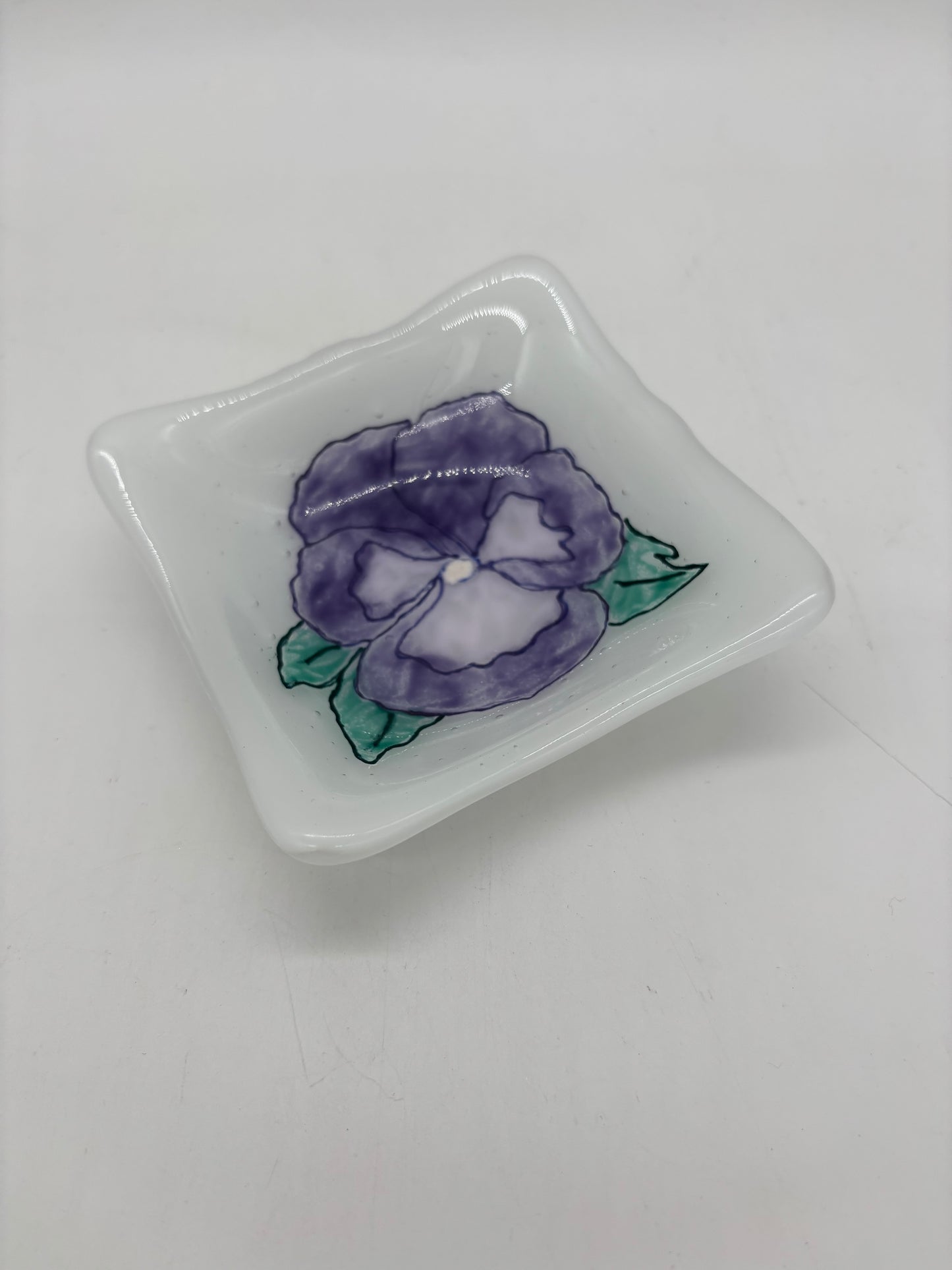 Deep Square Bowl - Purple Flower