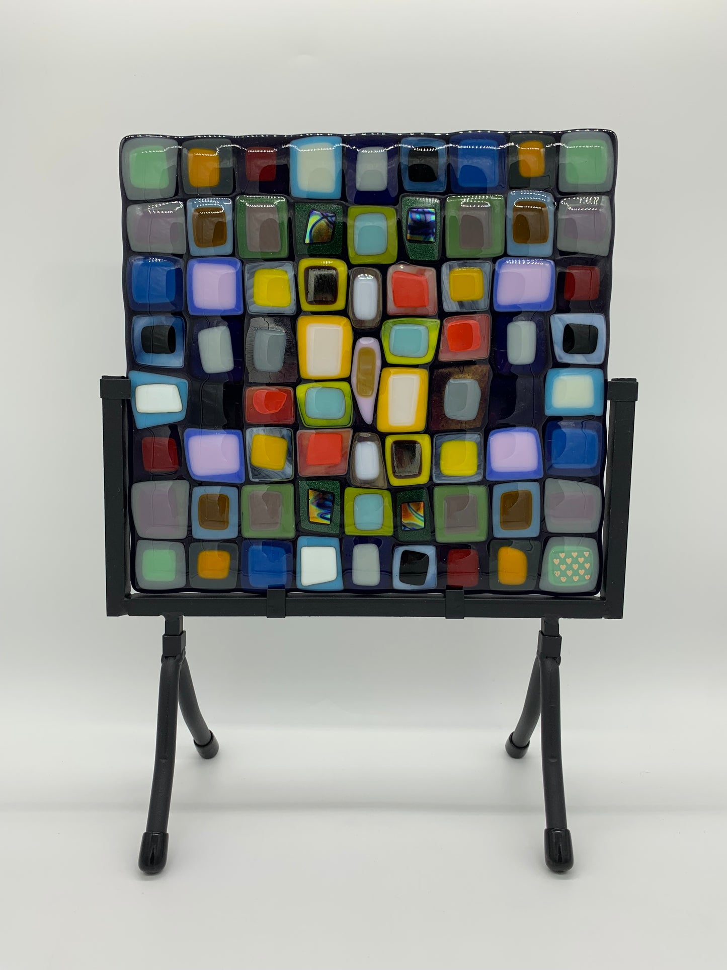 Glass on Stand - Double Mosaic on Blue