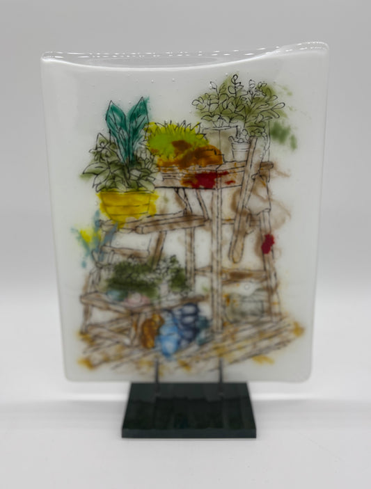 Glass on Stand - Abstract Floral