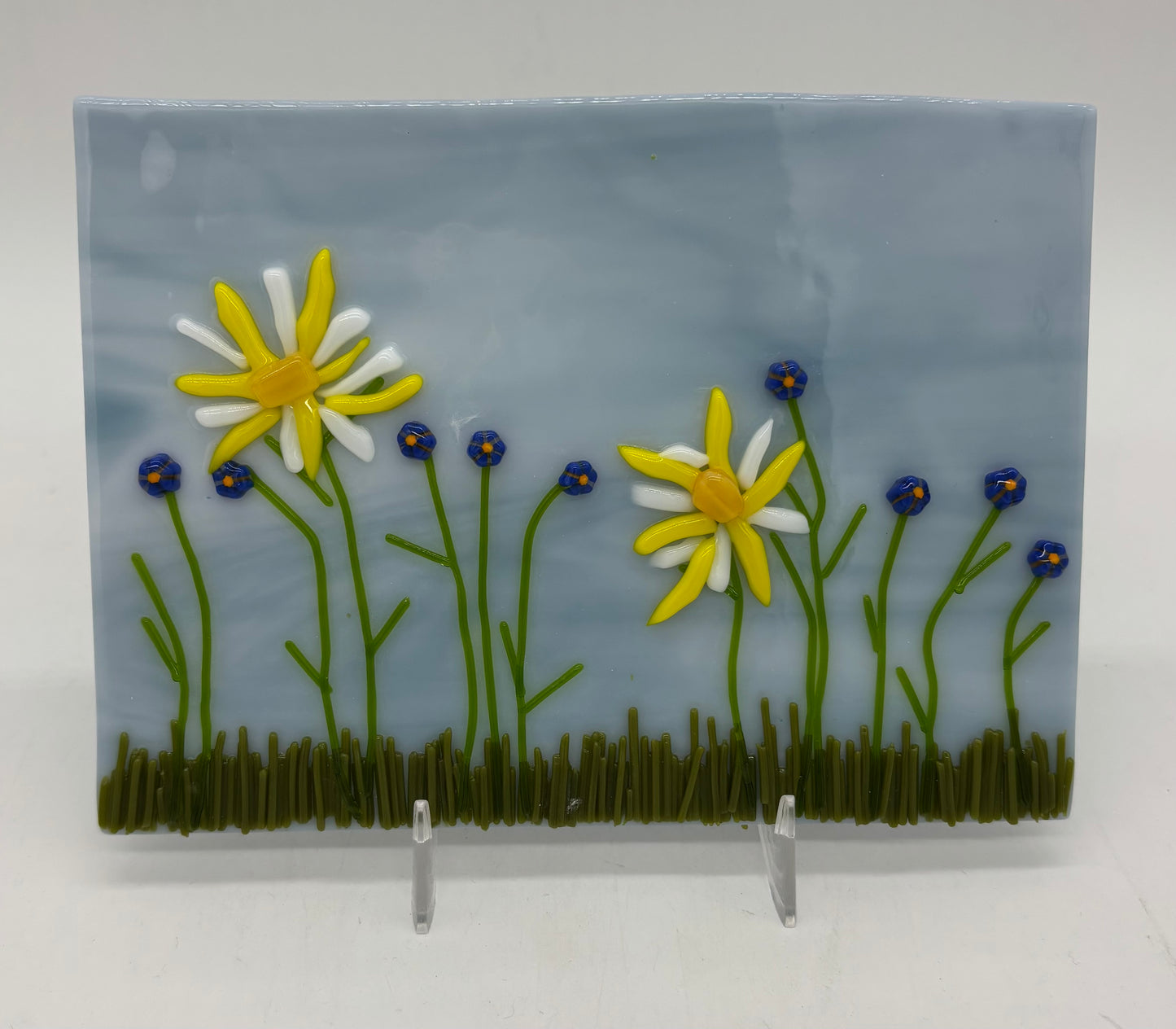 Glass on Stand - Yellow Flowers