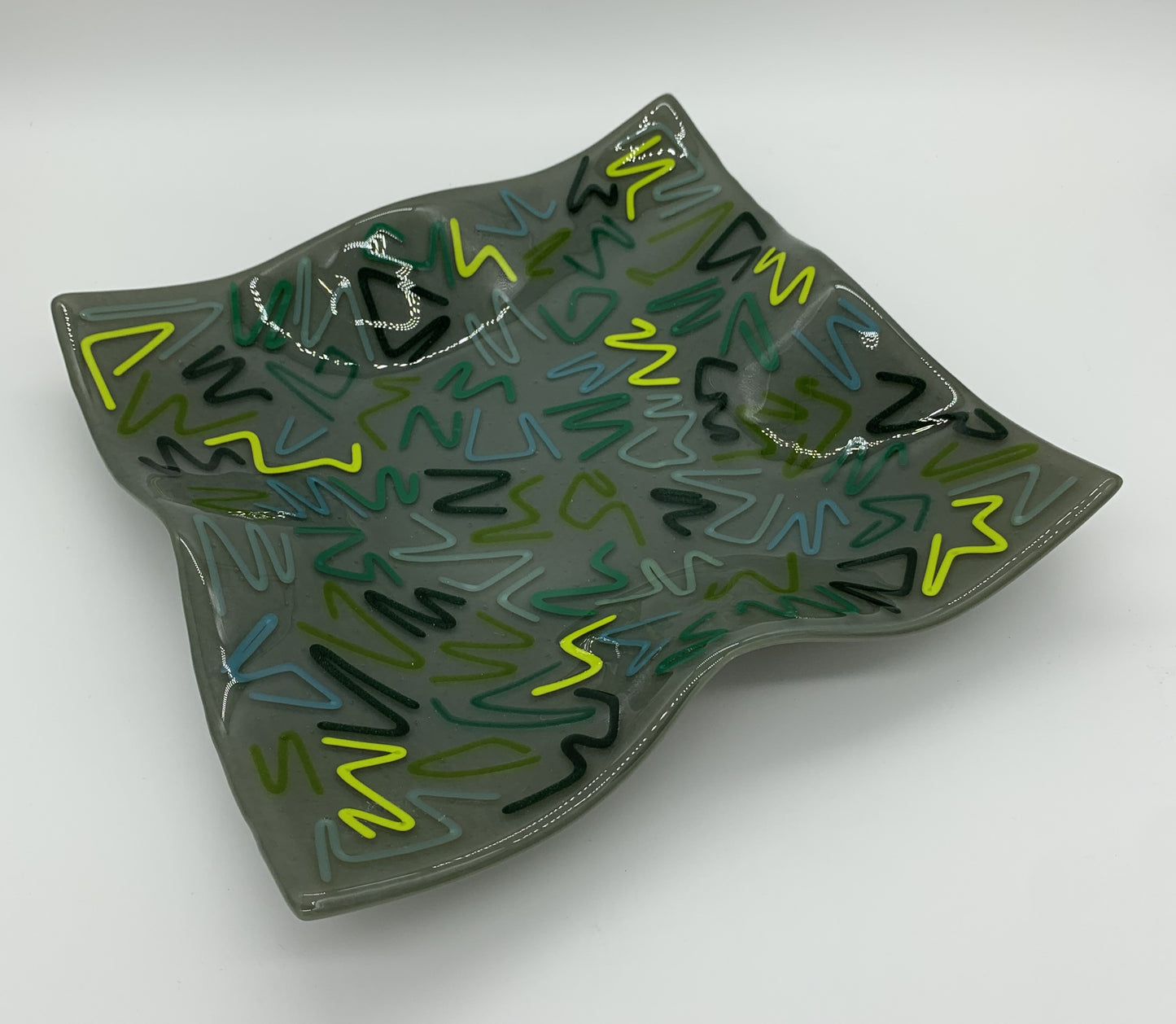 Giant Waves Platter - Grey, Yellow & Green