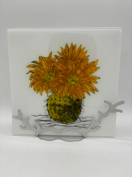 Glass on Stand - Flowering Cactus