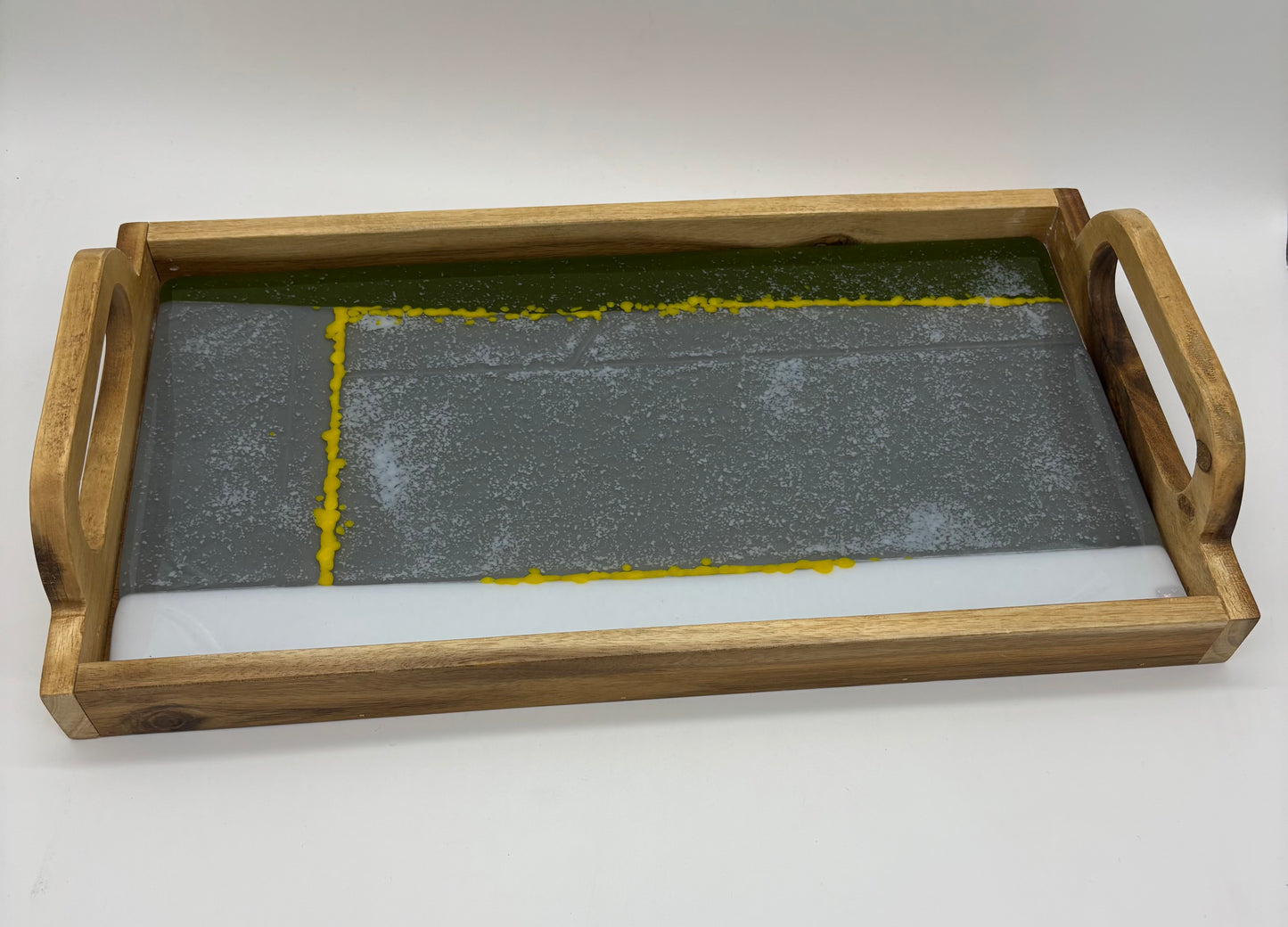 Large Tray - Grey, white, & yellow frit