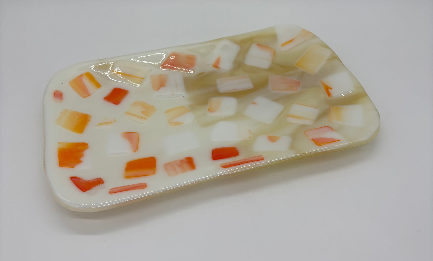 Oval Dish - Orange squares on Ivory