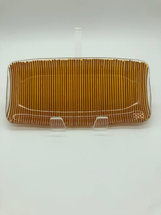 Rectangular Dish - Orange and Tan...Rootbeer