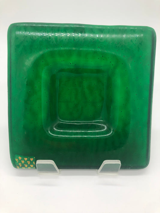 Mini Soft Edge Square Platter - Green Waves