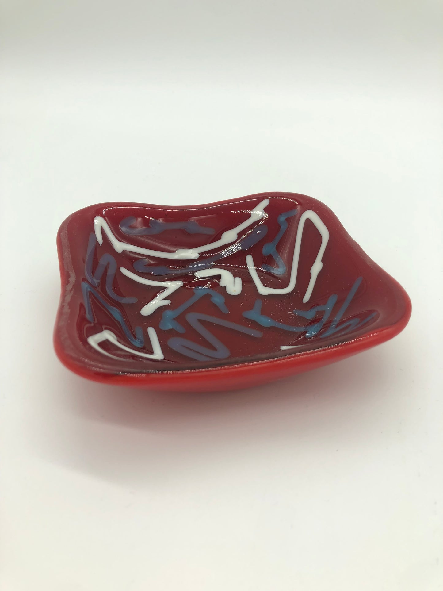 Deep Square Bowl - Two on Red